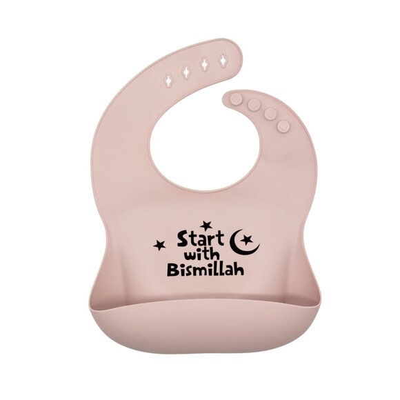 “Start with Bismillah” Silicone Bib – Islamic Baby Gift – Easy-Clean, Adjustable - Picture 5 of 6